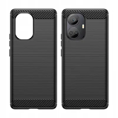 KARBONSKI POKROV OHIŠJA ZADNJA ETUI ZA REALME 10 PRO+ ČRNA