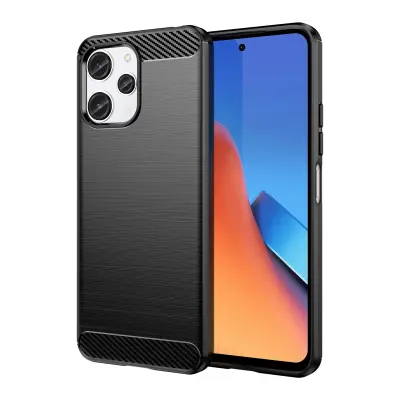 Fleksibilen ovitek z vzorcem karbona za Xiaomi Redmi 12 Carbon Case, črn