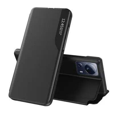 Etui s preklopom in stojalom za Xiaomi 13 Lite Eco Leather, črn