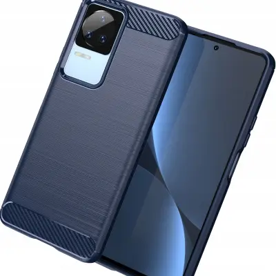 CARBON CASE ETUI OBUDOWA POKROWIEC FUTERAŁ DO XIAOMI POCO F4 5G NIEBIESKIE