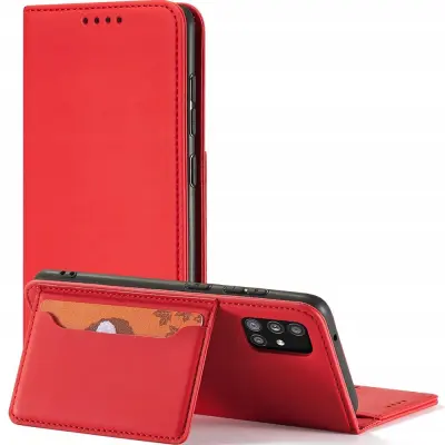 MAGNET CARD CASE ETUI OBUDOWA Z KLAPKĄ DO SAMSUNG GALAXY A13 5G CZERWONY