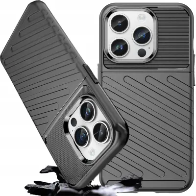 OVITEK THUNDER CASE OVITEK OHIŠJE ZADNJI OVITEK ZA IPHONE 14 PRO ČRN