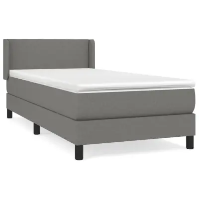 Box spring postelja - Vzmetna postelja z vzmetnico temno siva 90x190 cm blago SL13762