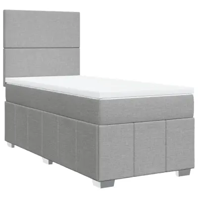Box spring postelja - Vzmetna postelja z vzmetnico svetlo siva 90x200 cm blago SL10322