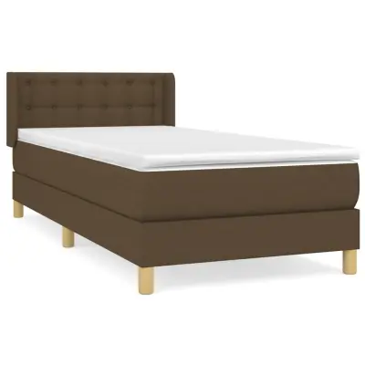 Box spring postelja - Vzmetna postelja z vzmetnico temno rjava 100x200 cm blago SL7669