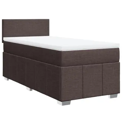 Box spring postelja - Vzmetna postelja z vzmetnico temno rjava 100x200 cm blago SL11372