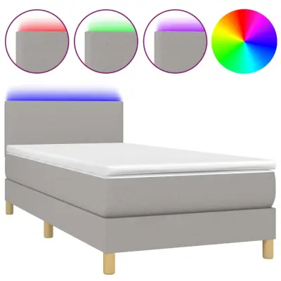 Box spring postelja - Vzmetna postelja z vzmetnico LED svetlo siva 80x200 cm blago SL15394