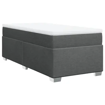 Box spring postelja - Vzmetna postelja z vzmetnico temno siva 90x200 cm blago SL10238
