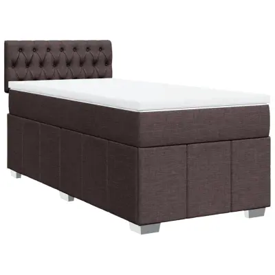 Box spring postelja - Vzmetna postelja z vzmetnico temno rjava 100x200 cm blago SL11376
