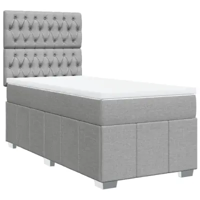 Box spring postelja - Vzmetna postelja z vzmetnico svetlo siva 90x200 cm blago SL4062