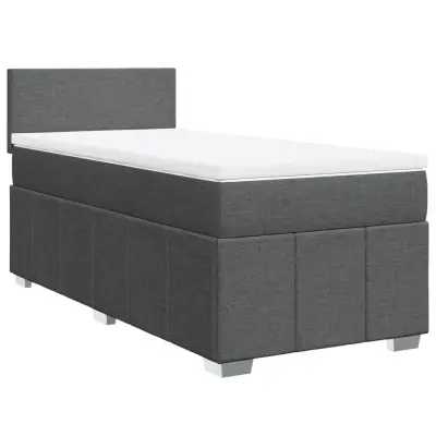 Box spring postelja - Vzmetna postelja z vzmetnico temno siva 90x190 cm blago SL5046