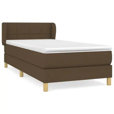 Box spring postelja - Vzmetna postelja z vzmetnico temno rjava 100x200 cm blago SL7179