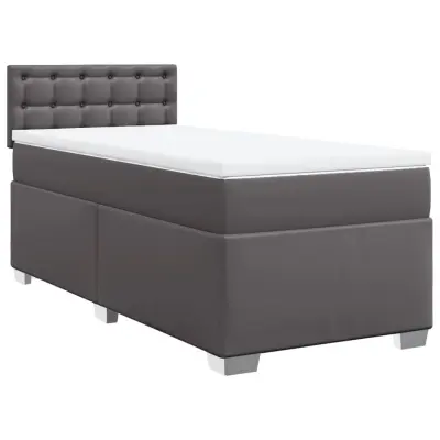Box spring postelja - Vzmetna postelja z vzmetnico siva 80x200 cm umetno usnje SL11878