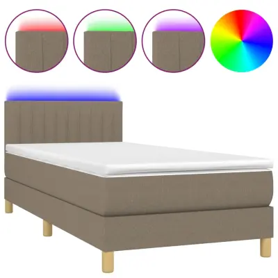 Box spring postelja - Vzmetna postelja z vzmetnico LED taupe 90x190 cm blago SL8786