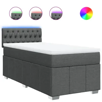 Box spring postelja - Vzmetna postelja z vzmetnico temno siva 90x190 cm blago SL4762