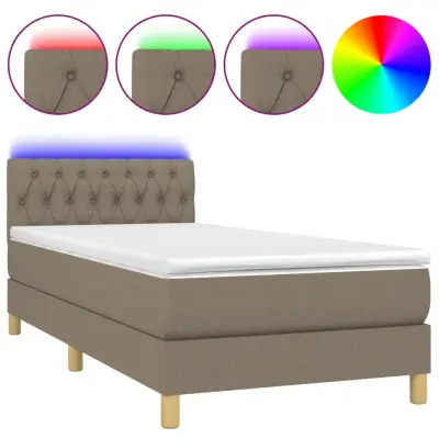 Box spring postelja - Vzmetna postelja z vzmetnico LED taupe 90x190 cm blago SL15490