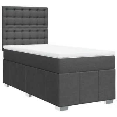 Box spring postelja - Vzmetna postelja z vzmetnico temno siva 90x200 cm blago SL4043