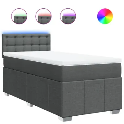 Box spring postelja - Vzmetna postelja z vzmetnico temno siva 80x200 cm blago SL4757