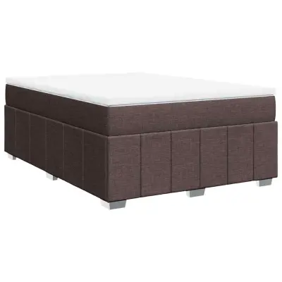 Box spring postelja - Vzmetna postelja z vzmetnico temno rjav 140x190 cm blago SL11702