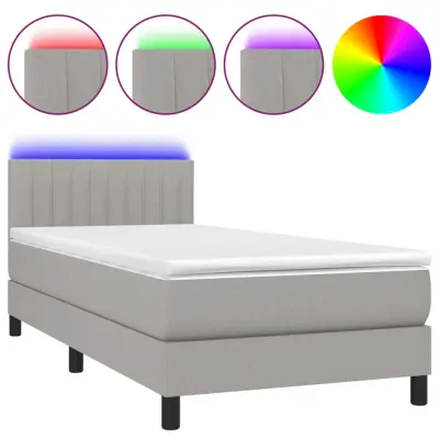 Box spring postelja - Vzmetna postelja z vzmetnico LED svetlo siva 80x200 cm blago SL2255