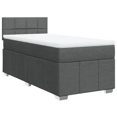 Box spring postelja - Vzmetna postelja z vzmetnico temno siva 100x200 cm blago SL11374
