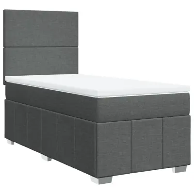 Box spring postelja - Vzmetna postelja z vzmetnico temno siva 80x200 cm blago SL5022