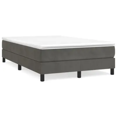 Box spring postelja - Vzmetna postelja z vzmetnico temno siva 120x200 cm žamet SL6423