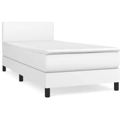 Box spring postelja - Vzmetna postelja z vzmetnico bela 80x200 cm umetno usnje SL7039