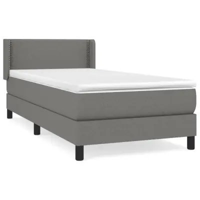 Box spring postelja - Vzmetna postelja z vzmetnico temno siva 90x190 cm blago SL13705