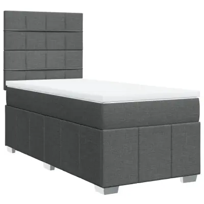 Box spring postelja - Vzmetna postelja z vzmetnico temno siva 90x190 cm blago SL5028