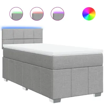 Box spring postelja - Vzmetna postelja z vzmetnico svetlo siv 100x200 cm blago SL11780