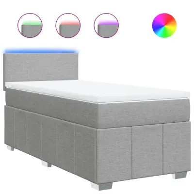 Box spring postelja - Vzmetna postelja z vzmetnico svetlo siv 100x200 cm blago SL11767