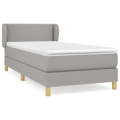 Box spring postelja - Vzmetna postelja z vzmetnico svetlo siva 90x190 cm blago SL13793