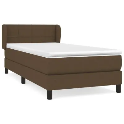 Box spring postelja - Vzmetna postelja z vzmetnico temno rjava 100x200 cm blago SL13506