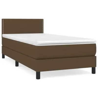 Box spring postelja - Vzmetna postelja z vzmetnico temno rjava 100x200 cm blago SL12933