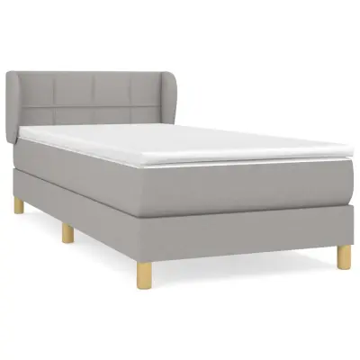 Box spring postelja - Vzmetna postelja z vzmetnico svetlo siva 90x190 cm blago SL7461