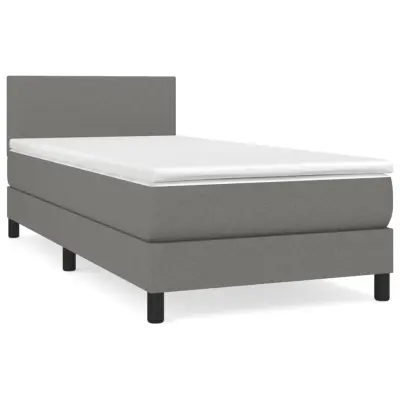 Box spring postelja - Vzmetna postelja z vzmetnico temno siva 100x200 cm blago SL6736