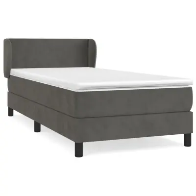 Box spring postelja - Vzmetna postelja z vzmetnico temno siva 80x200 cm žamet SL14074