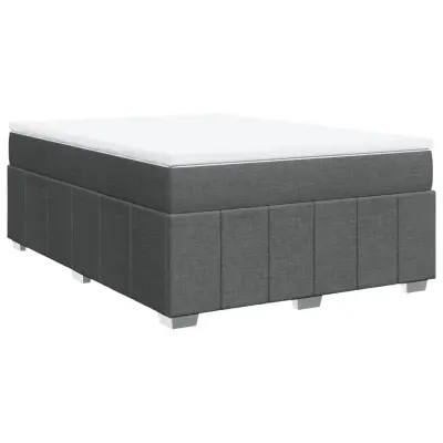 Box spring posteljni - Vzmetna postelja z vzmetnico temno siv 140x190 cm blago SL11696