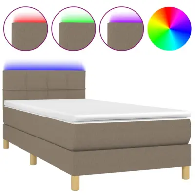 Box spring postelja - Vzmetna postelja z vzmetnico LED taupe 100x200 cm blago SL2861