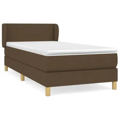 Box spring postelja - Vzmetna postelja z vzmetnico temno rjava 100x200 cm blago SL13648