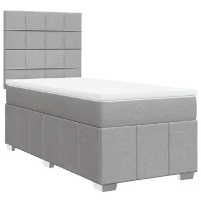 Box spring postelja - Vzmetna postelja z vzmetnico svetlo siva 90x200 cm blago SL4038