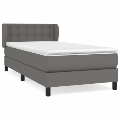 Box spring postelja - Vzmetna postelja z vzmetnico siva 80x200 cm umetno usnje SL14126