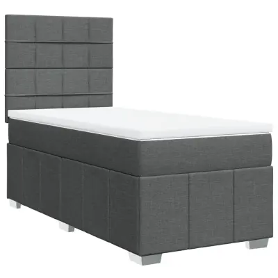 Box spring postelja - Vzmetna postelja z vzmetnico temno siva 80x200 cm blago SL5024
