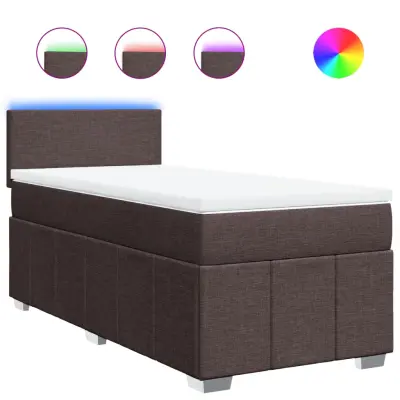 Box spring postelja - Vzmetna postelja z vzmetnico temno rjav 90x190 cm blago SL4759