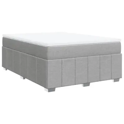 Box spring posteljni - Vzmetna postelja z vzmetnico svetlo siv 140x190 cm blago SL5357