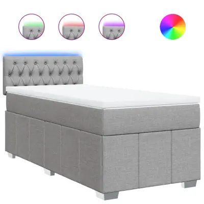 Box spring postelja - Vzmetna postelja z vzmetnico svetlo siva 90x190 cm blago SL11081