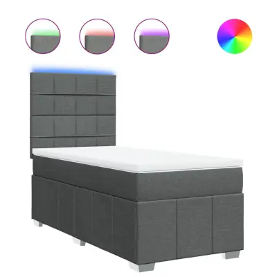 Box spring postelja - Vzmetna postelja z vzmetnico temno siva 90x190 cm blago SL5492