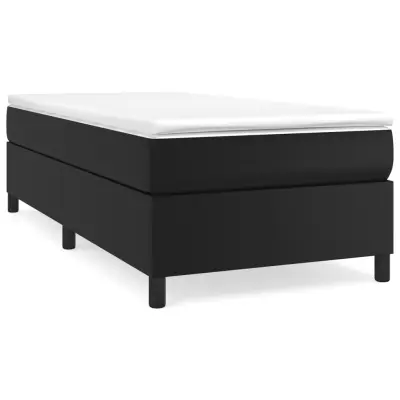 Box spring postelja - Vzmetna postelja z vzmetnico črna 90x190 cm umetno usnje SL12691