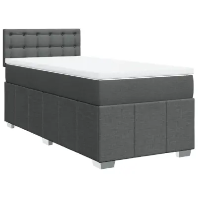 Box spring postelja - Vzmetna postelja z vzmetnico temno siva 100x200 cm blago SL11377